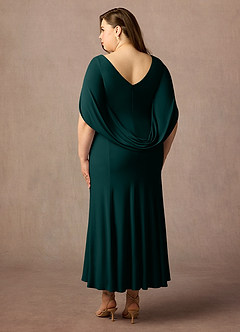 Azazie Bellona Mother of the Bride Dresses Pine Sheath Boatneck Luxe Knit Dress image9