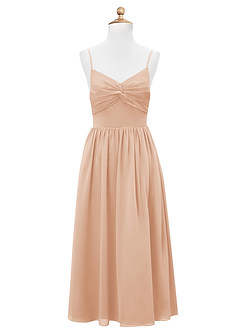 Azazie Zeya Junior Abito A-Line in Chiffon Rosa Inglese image7