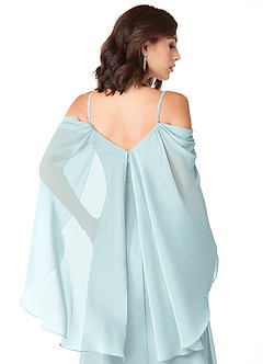 Azazie Cienna Bridesmaid Dresses Mist A-Line Off the Shoulder Chiffon Dress image3