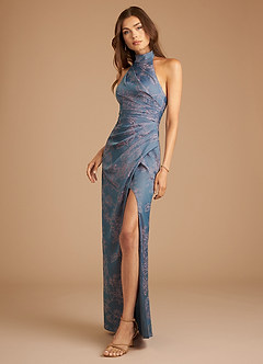 Azazie Jemma Bridesmaid Dresses Periwinkle Blossom Sheath Pleated Blossom Dress image4