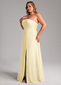 Azazie Wren Vestidos de damas de honor Vestido de Sorbete De Limón de Gasa de Corte en A Convertible con Corte Lateral image12