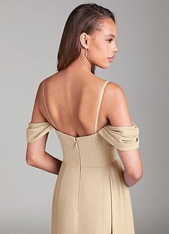 Azazie Amyra Bridesmaid Dresses Champagne Sheath Off the Shoulder Chiffon Convertible Dress image8