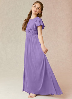 Azazie Mosley Junior Tahiti A-Line Ruched Mesh Dress image3