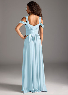 Azazie Lianne Bridesmaid Dresses Sky Blue A-Line Off the Shoulder Stretch Satin Dress image5