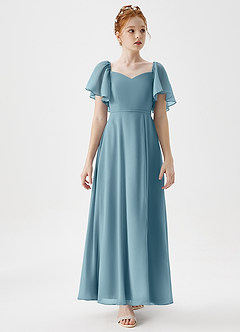 Azazie Chloe Junior Moody Blue A-Line Sweetheart Neckline Chiffon Dress image5