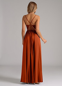 Azazie Aaida Brautjungfernkleider A-Linie Korsett Stretch-Satin Kleid Paprika image6