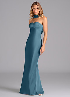 Azazie Lusinda Bridesmaid Dresses Bermuda Mermaid Strapless Stretch Satin Dress image1