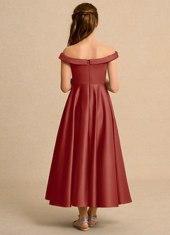 Azazie Teeny Girls Formal Sukienki dla dziewczynek sypiących kwiaty Linia A Pofałdowany Matowy satynowy Długość kostki Sukienka image2