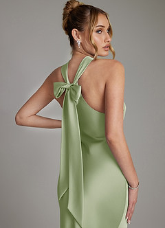 Azazie Reign Bridesmaid Dresses Dusty Sage Mermaid Pleated Stretch Satin Dress image9