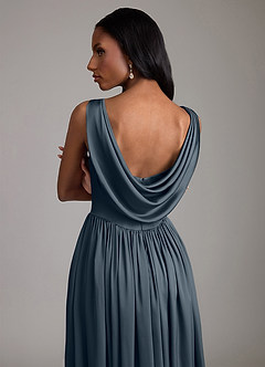 Azazie Novi Bridesmaid Dresses Twilight A-Line with Pockets Stretch Satin Dress image4