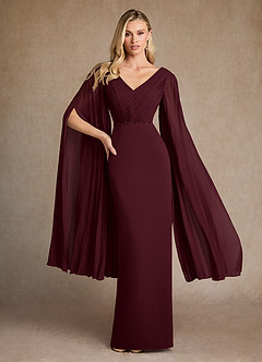 Azazie Ellsworth vestidos de madre de la novia Vestido de Cabernet de Crepé elástico de Columna con Plisado image1