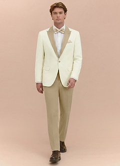 front Adrian Champagne Shawl Lapel Structured Stretch Tuxedo Suit