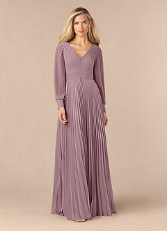 Azazie Zina Mother of the Bride Dresses Dusty Rose A-Line Pleated Chiffon Dress image1