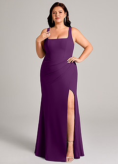 Azazie Mero Abiti da Damigella Abito Tubino in Chiffon Plissettato Uva image11