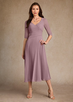 Azazie Durant Abiti per la Madre della Sposa Abito A-Line in Chiffon Plissettato Rosa Polverosa image4