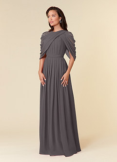 Azazie Olena Mother of the Bride Dresses Steel Grey A-Line Sequins Chiffon Dress image3