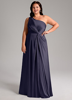 Azazie Brooke Jurken voor bruidsmeisjes Jurk van Stretch Satijn met A-Lijn One-Shoulder Stormachtig image12
