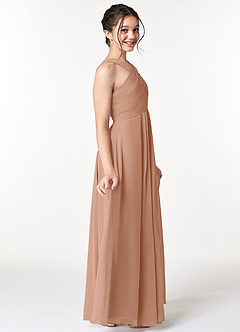 Azazie Kaleigh Junior Champagne Rose A-Line Pleated Chiffon Dress image5
