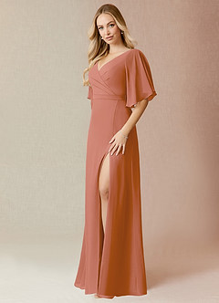 Azazie Cierra Final Sale MAI TAI A-Line V-Neck Chiffon Dress image3