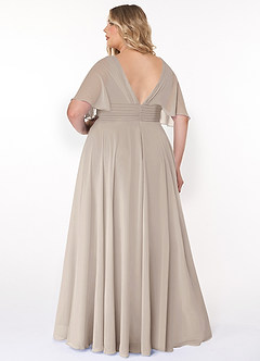 Azazie Pamela Bridesmaid Dresses Frost A-Line V-Neck Pleated Chiffon Dress image7