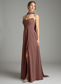 Azazie Ayla Abiti da Damigella Abito A-Line in Chiffon Scollo a Cuore Espresso image8