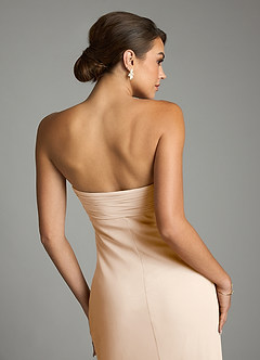 Azazie Saylor Vestidos de damas de honor Vestido de Alabastro Blanco de Gasa de Corte Sirena con Sin tirantes image10