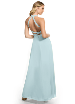 Azazie Clarice Bridesmaid Dresses Mist A-Line Halter Chiffon Dress image4