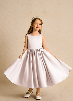 Azazie Doodlebug Flower Girl Dresses Rose Petal A-Line Bow Matte Satin Dress image4