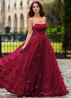 Calliope Burgund Blumenblüten-Abendkleid image3