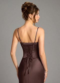 Azazie Reverie Robes de demoiselle d'honneur Robe Sirène en Satin extensible Corset Ganache image6