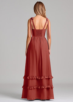 Azazie Anastacia Brautjungfernkleider A-Linie Herzausschnitt Chiffon Kleid Terrakotta image2