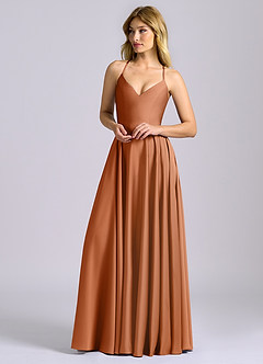 Azazie Truce Brudtärnklänningar Klä av A-Linje i Stretch Satin Koppar image4