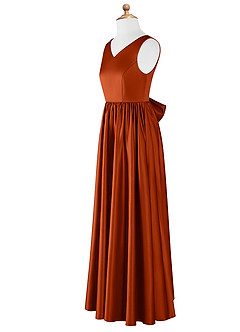 Azazie Hathaway Junior Paprika A-Line Bow Stretch Satin Dress image13