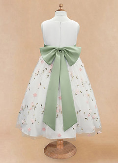 Azazie Pollie Flower Girl Dresses Blushing Pink Dusty Sage A-Line Bow Tulle Dress image12