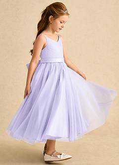 Azazie Patootie vestidos de niña de las flores Vestido de Lila de Tul de Corte En A con Tirante Espagueti image4
