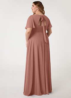 Azazie Kimber Bridesmaid Dresses Cedar Rose A-Line Flounce Sleeve Chiffon Dress image8
