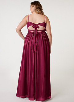 Azazie Zeya Bridesmaid Dresses Burgundy A-Line V-Neck Pleated Chiffon Dress image7