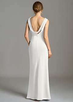 Azazie Kieryn Vestidos de damas de honor Vestido de Blanco de Gasa de Corte Sirena con Plisado image2