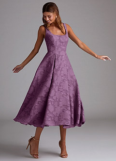 Azazie Amalie Brautjungfernkleider A-Linie Plissee Blumen-Burnout Kleid Blauregen image3