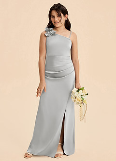 Azazie Remi Junior Etui Seitliche Cut-Outs Stretch-Satin Kleid Silber image4