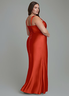 Azazie Agustina Brautjungfernkleider Meerjungfrau-Linie Korsett Stretch-Satin Kleid Rost image8