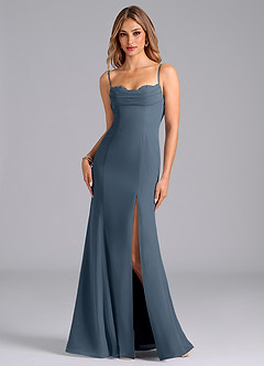 Azazie Wynni Abiti da Damigella Abito Sirena in Chiffon Corsetto Blu Nettuno image1