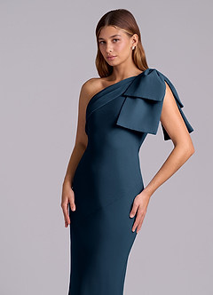 Azazie Yuanna Abiti da Damigella Abito Sirena in Chiffon Monospalla Marino Scuro image7
