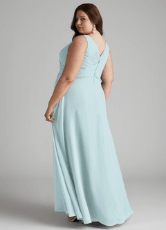 Azazie Flora Bridesmaid Dresses Mist A-Line Pleated Chiffon Dress image11