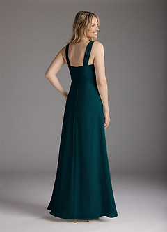 Azazie Weisz Mother of the Bride Dresses Pine A-Line Square Neckline Pleated Chiffon Dress image5