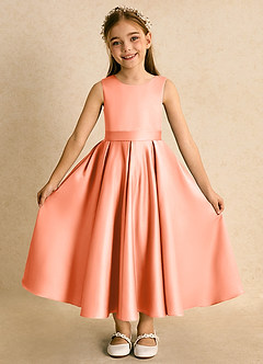 Azazie Junebuj vestidos de niña de las flores Vestido de Atardecer de Satin Mate de Princesa con Plisado image4