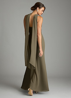 Azazie Saylor Brudtärnklänningar Klä av Sjöjungfru i Chiffong Axelbandslös Pilgrön image9