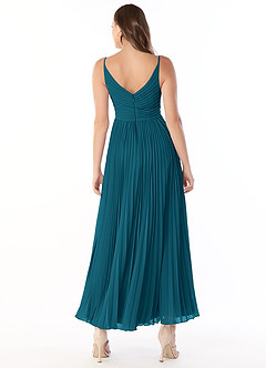 Azazie Raychelle Bridesmaid Dresses Ink Blue A-Line V-Neck Chiffon Dress image2
