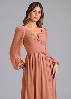 Azazie Zeya Bridesmaid Dresses MAI TAI A-Line Long Sleeve Chiffon Dress image5