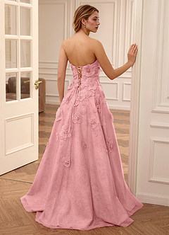 Adelaide Pink Floral A-line Rhinestone Embroidery Sweetheart Neckline Prom Dress image2